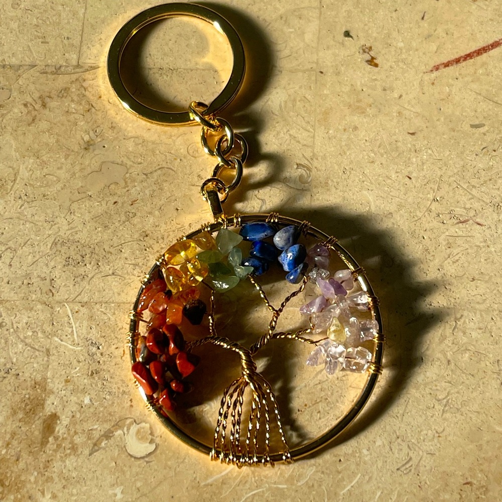 Gold tree of life key chain